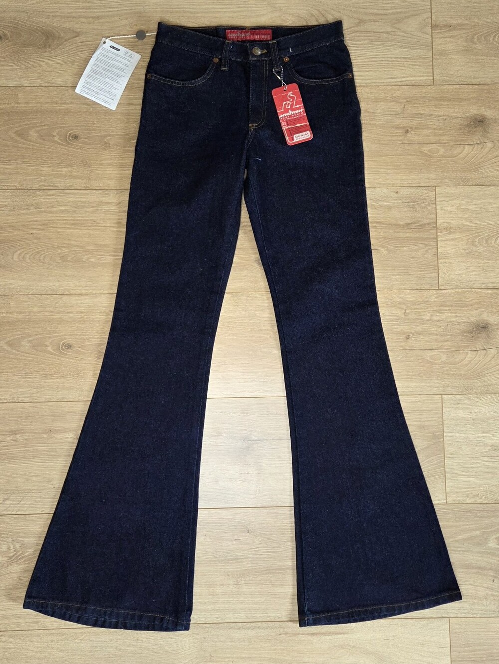 Y2K Indian Rags Denim Made in Italy Dark Wash Bell Bottom Jeans Size 26 NWT